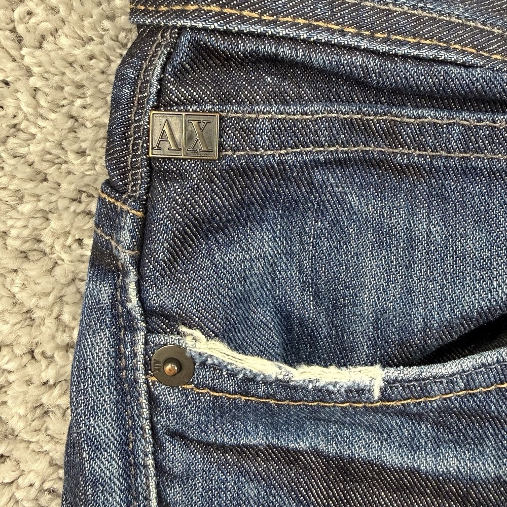 Armani Exchange Jeans Mens 32 Reg Button Fly Straight Fit Distressed Made In USA - Picture 9 of 14